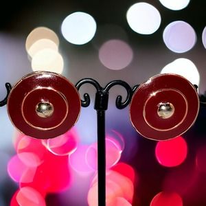 Vintage Burgundy & Gold Shield Shape Modern Earrings!